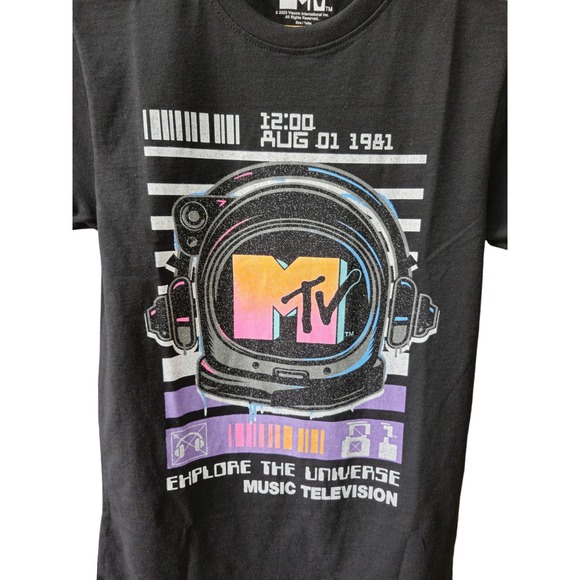 MTV Black Short Sleeve Graphic Tee-Shirt Adult Size Small ☆BNWT☆Music Television - Picture 3 of 8